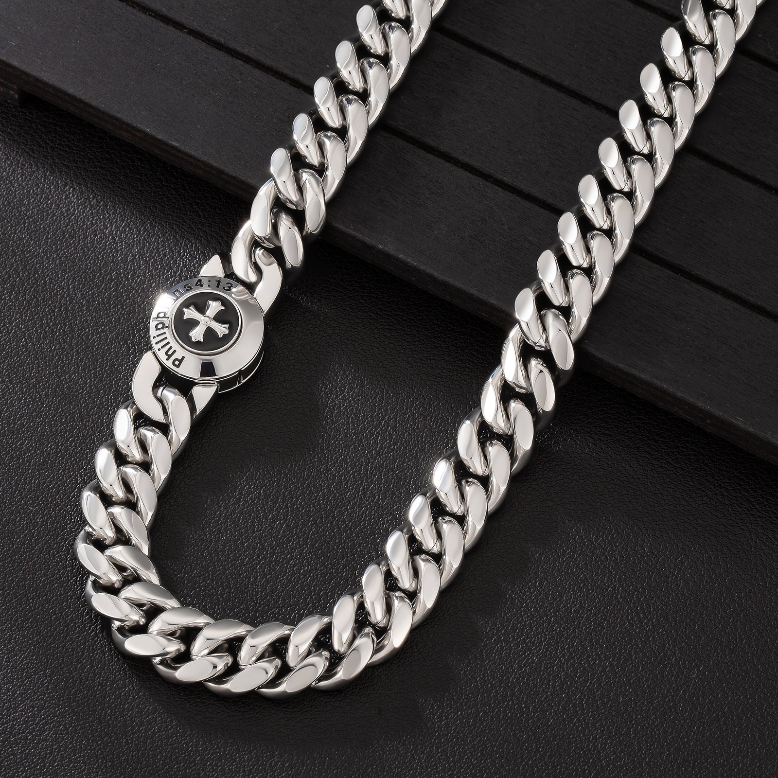The Strength - 12mm Cuban Link Chain in White Gold Plated Necklaces