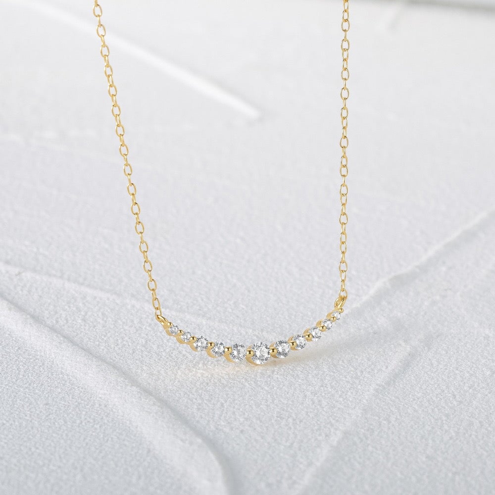 U-Smile S925 Moissanite Necklace in 14K Gold Necklaces
