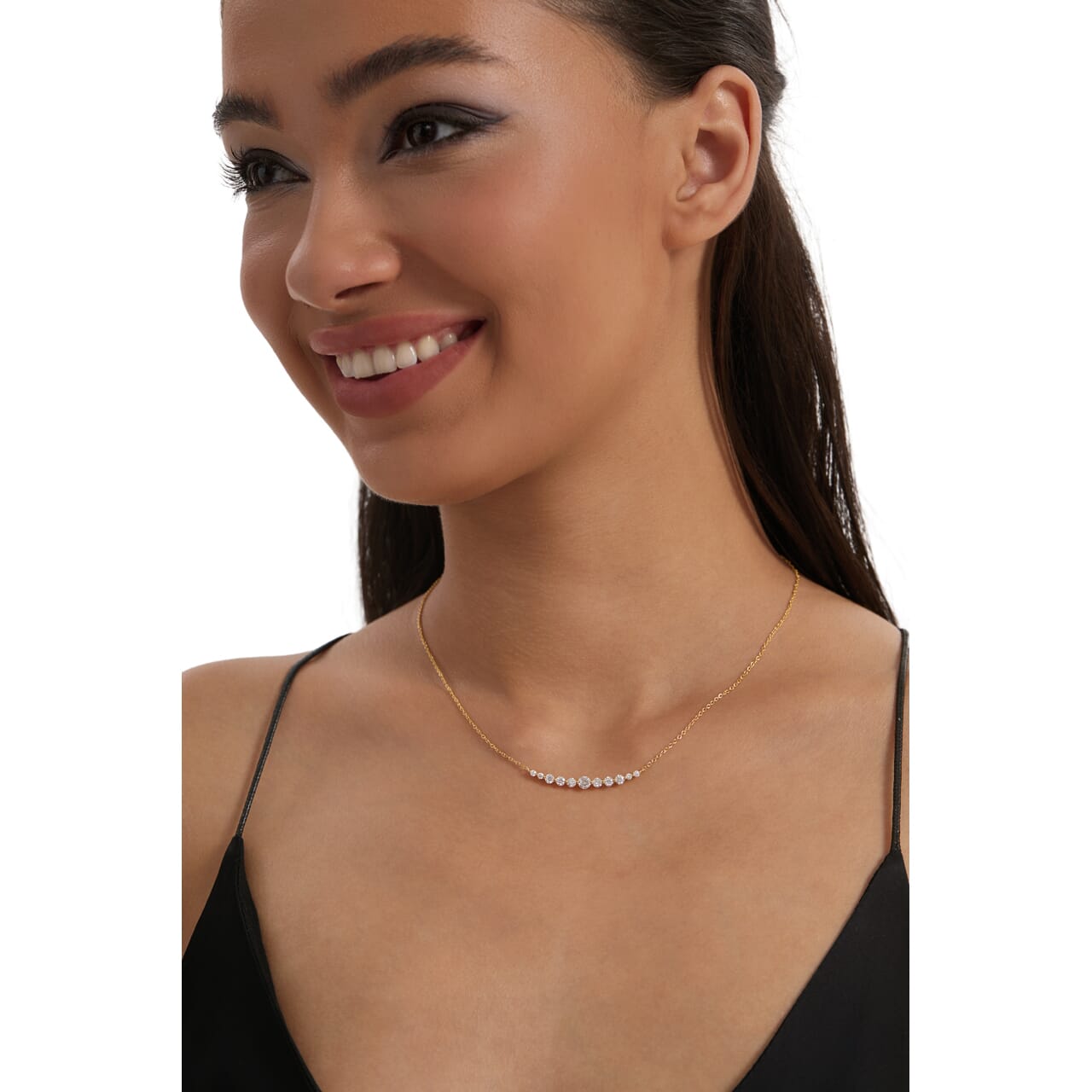 U-Smile S925 Moissanite Necklace in 14K Gold Necklaces