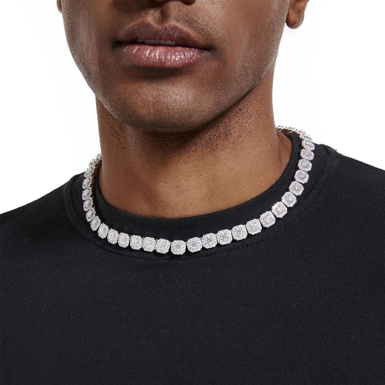 VVS1 Moissanite Diamond S925 Cluster Tennis Chain - 10mm Necklaces