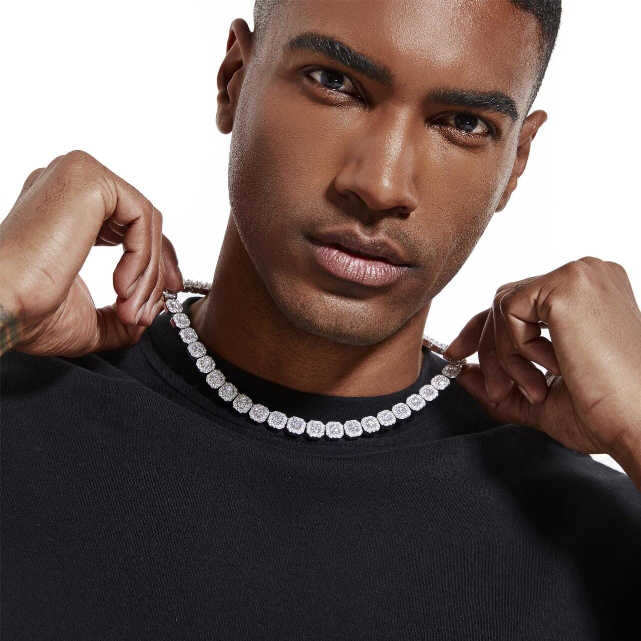 VVS1 Moissanite Diamond S925 Cluster Tennis Chain - 10mm Necklaces