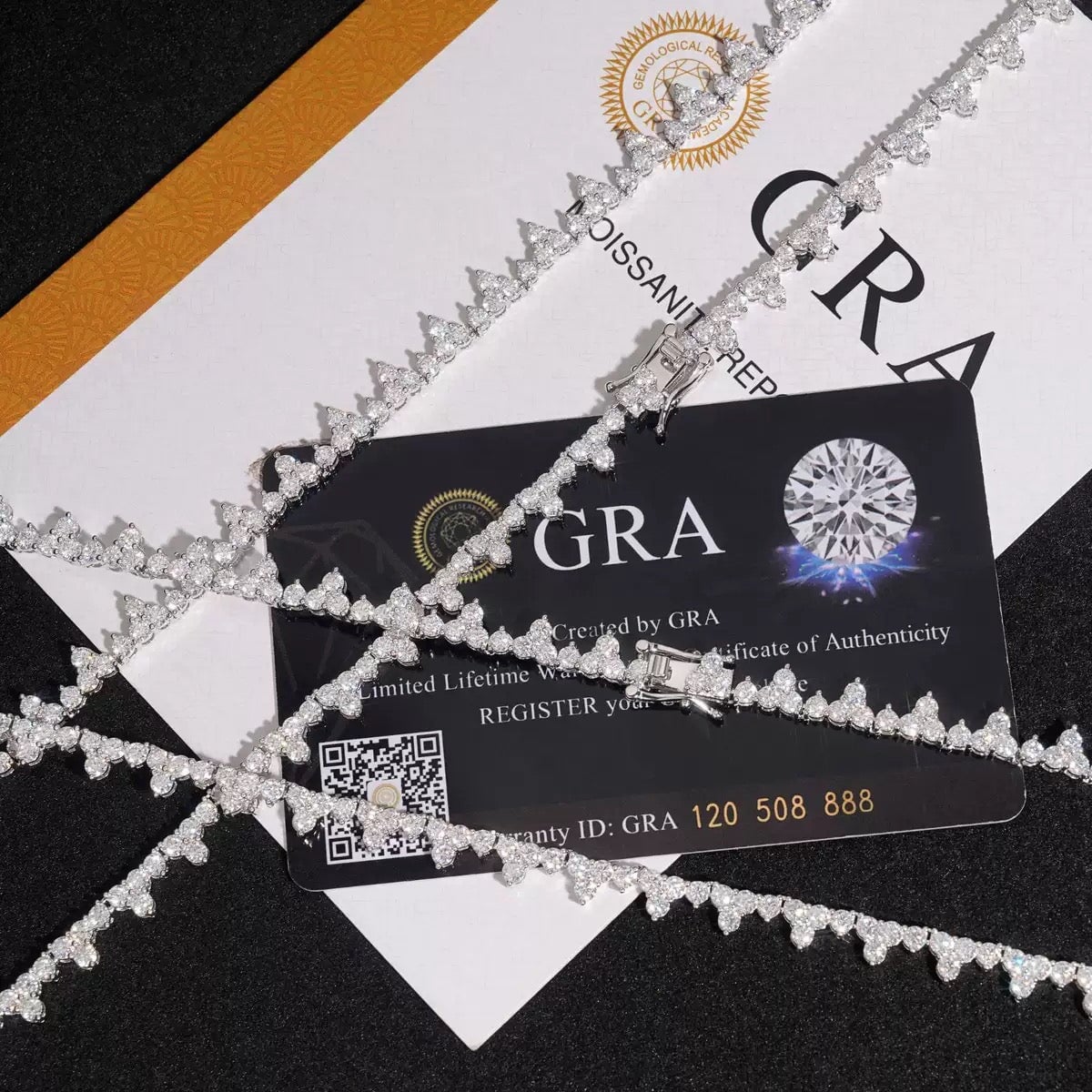 Wedding Trio Moissanite Layering Tennis Chain Necklace in White Gold Necklaces