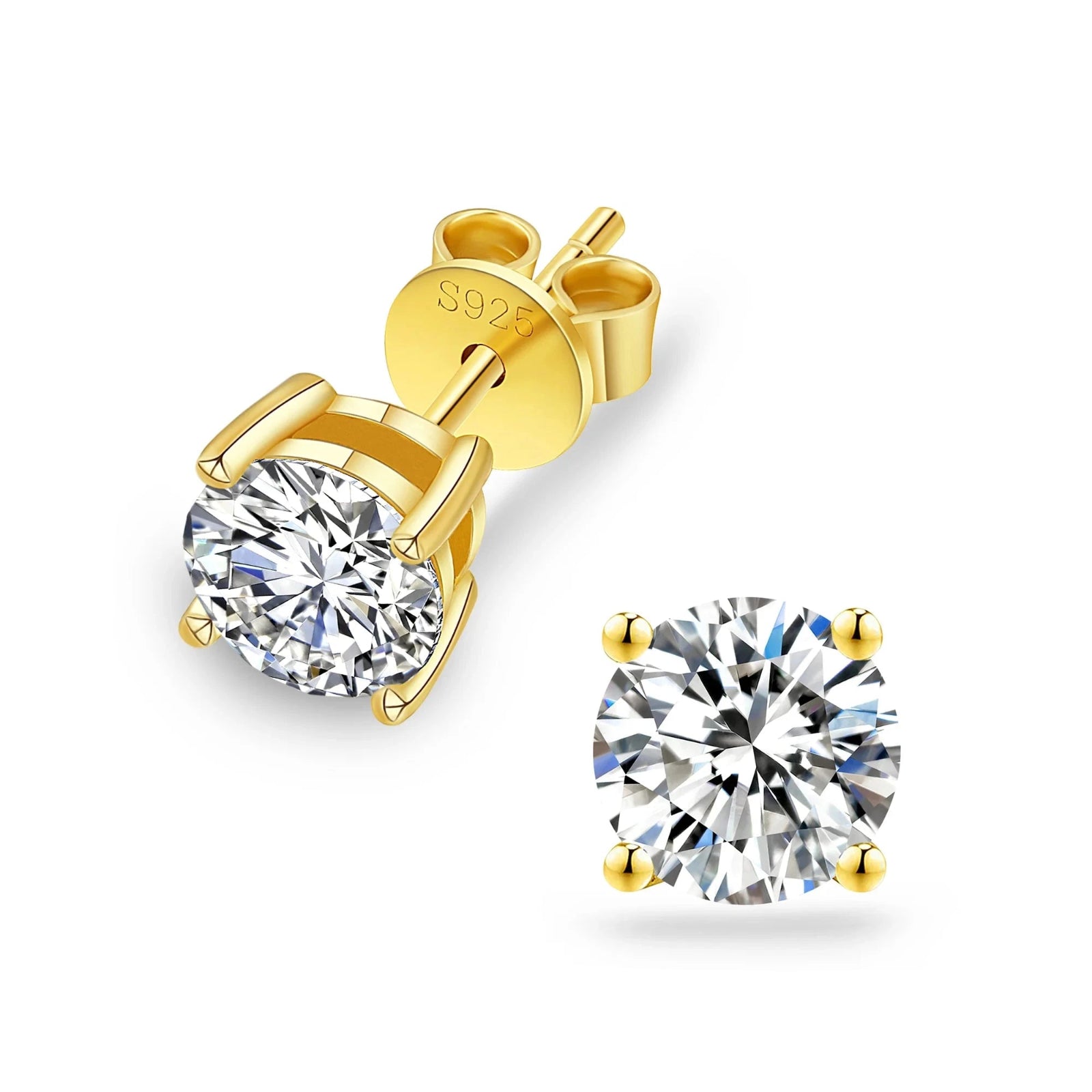 Women's Moissanite Diamond Earrings Studs in 14K Gold - 6.5mm Earrings