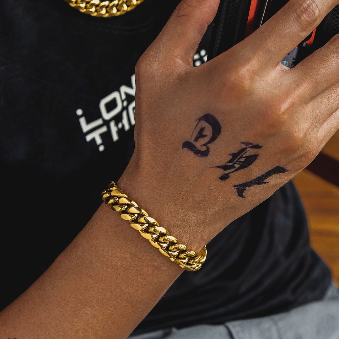 12mm Miami Cuban Link Bracelet 18K Gold Plated