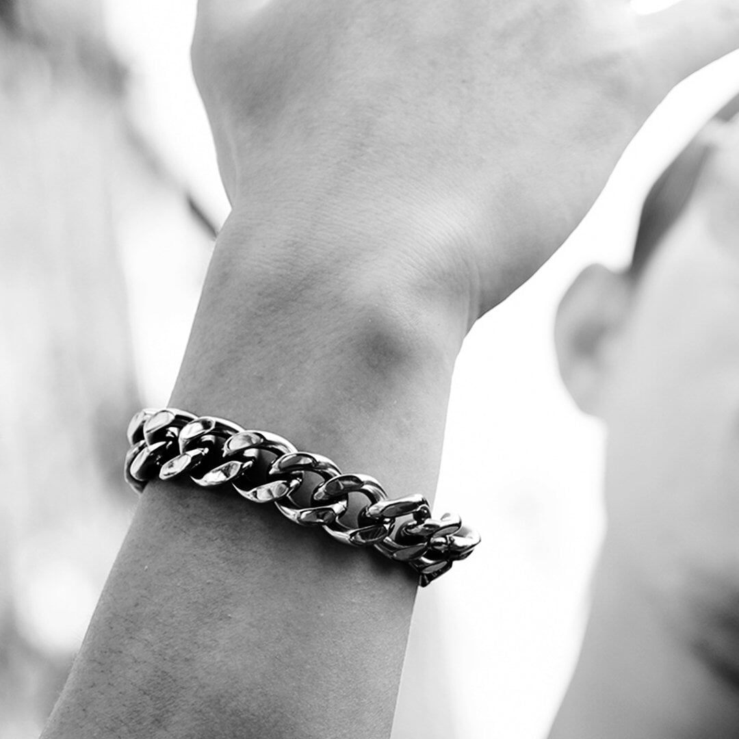 14mm Miami Cuban Link Bracelet White Gold Plated