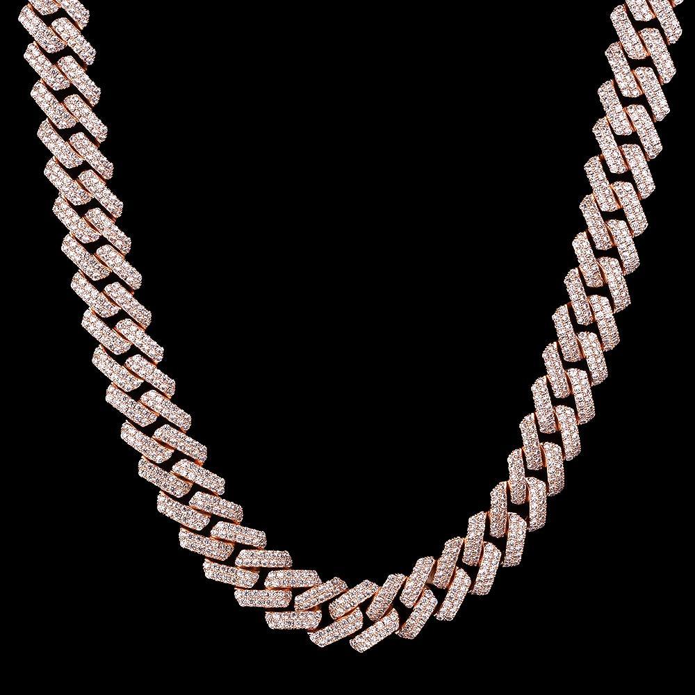 15mm Iced Out Prong Link Cuban Link Choker in Rose Gold