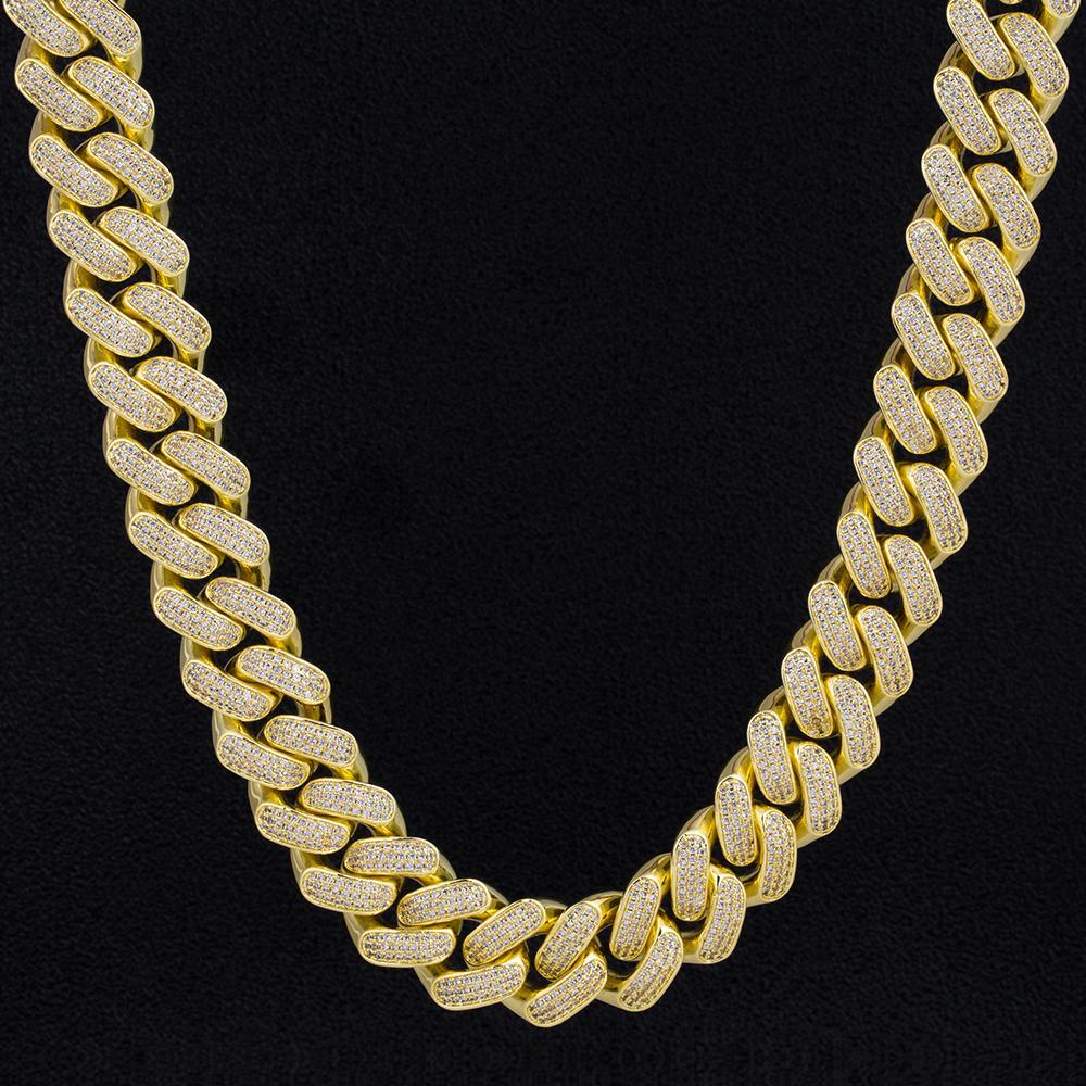 18mm Iced Out Cuban Link Chain 14K Gold Plated