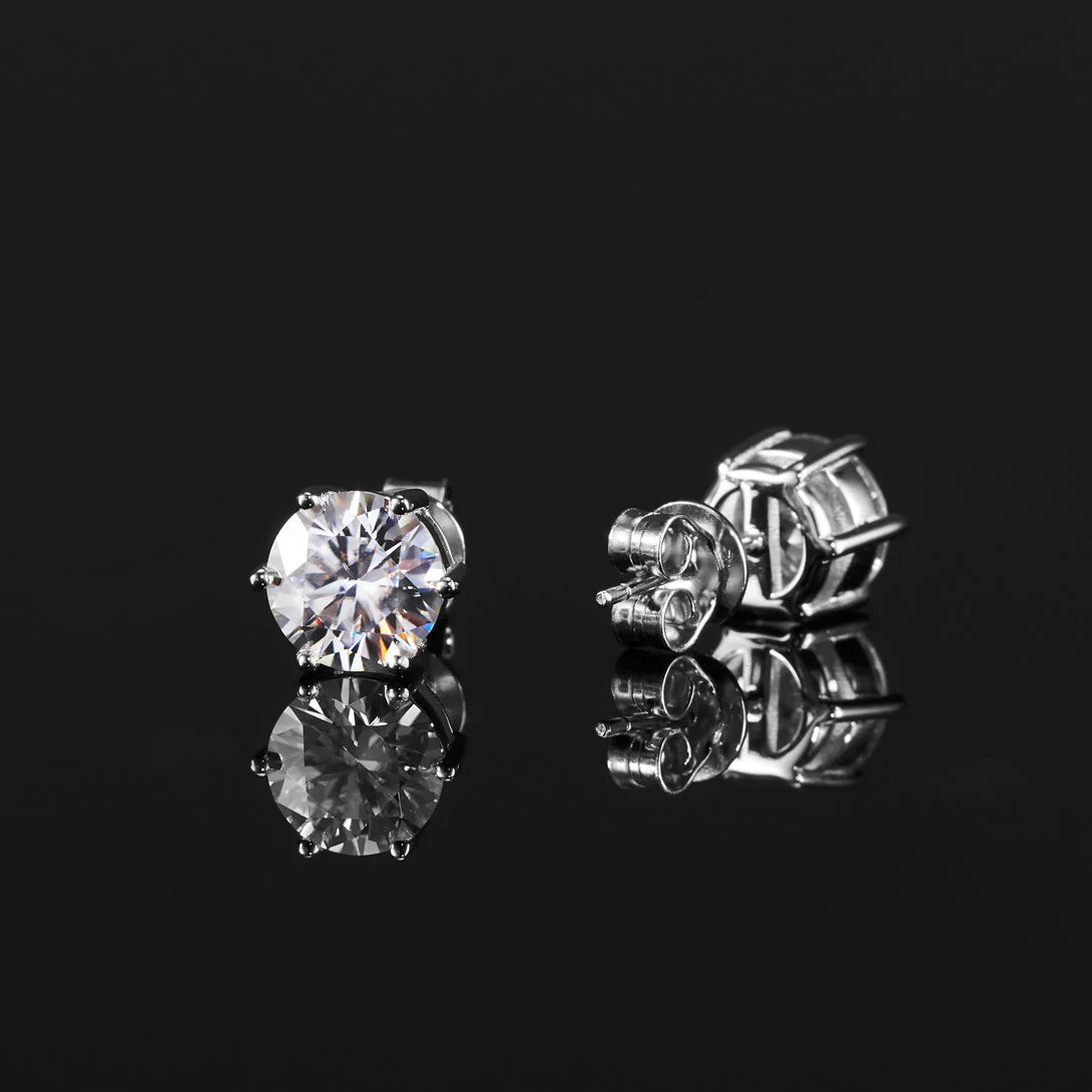 2.0/3.0 Carats VVS1 Moissanite 925 Sterling Silver Round Cut Earring Studs in White Gold Earrings