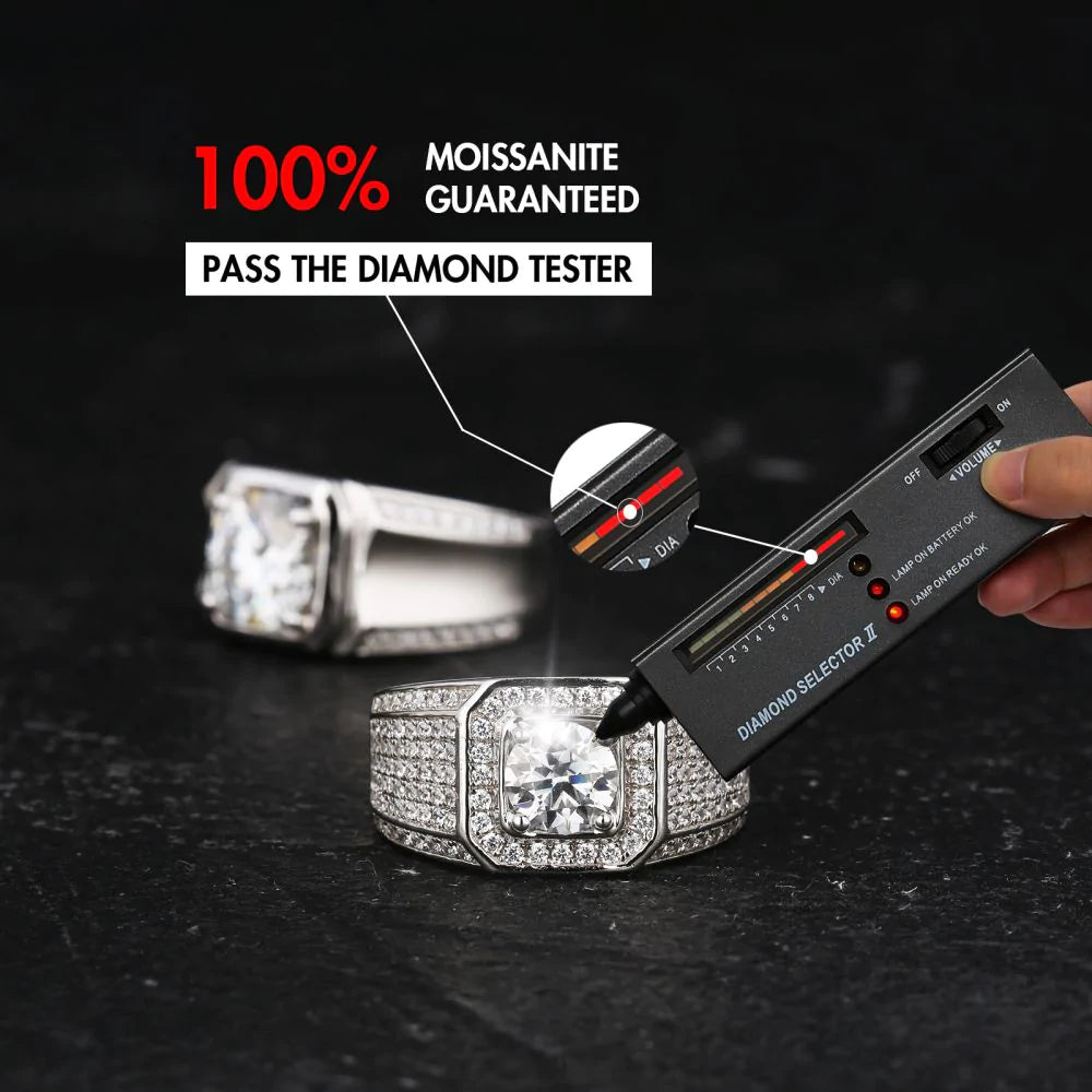 3.0 Carats VVS1 Moissanite Diamond Fully Iced Out Men's Ring Rings