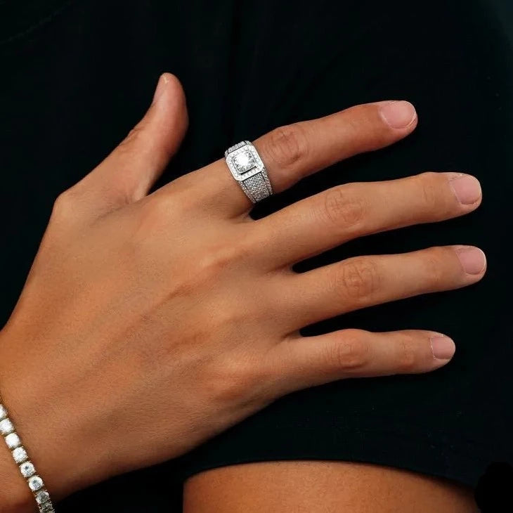 3.0 Carats VVS1 Moissanite Diamond Fully Iced Out Men's Ring Rings