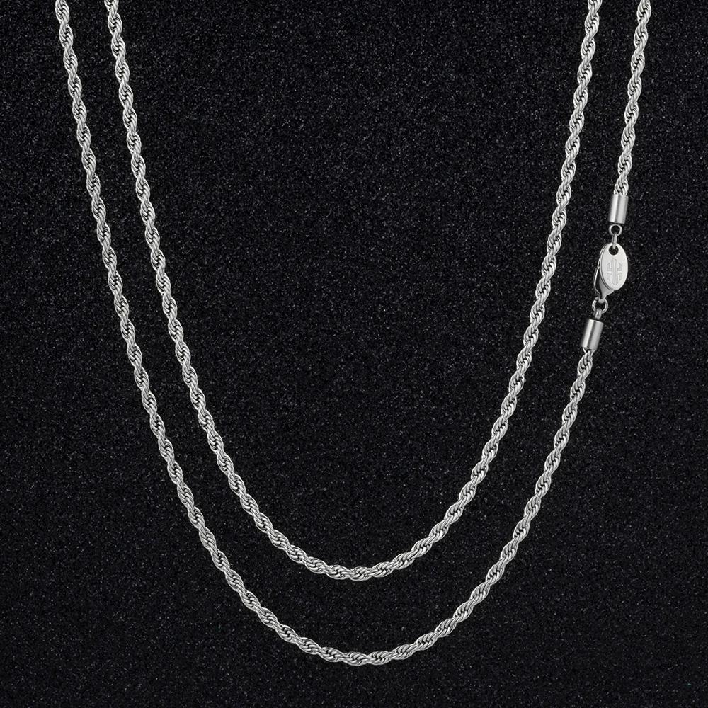 3mm Rope Chain 18" White Gold