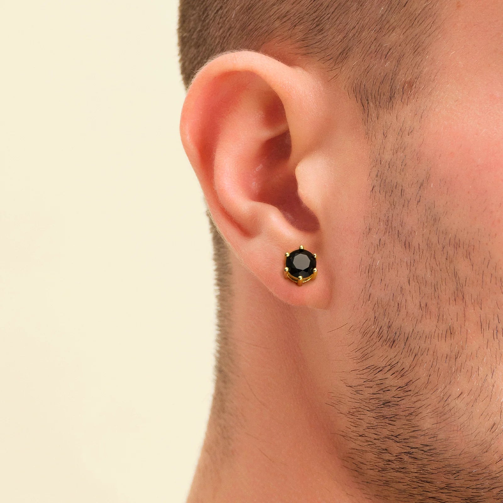 6mm Black Diamond Round Stud Earrings in 14K Gold