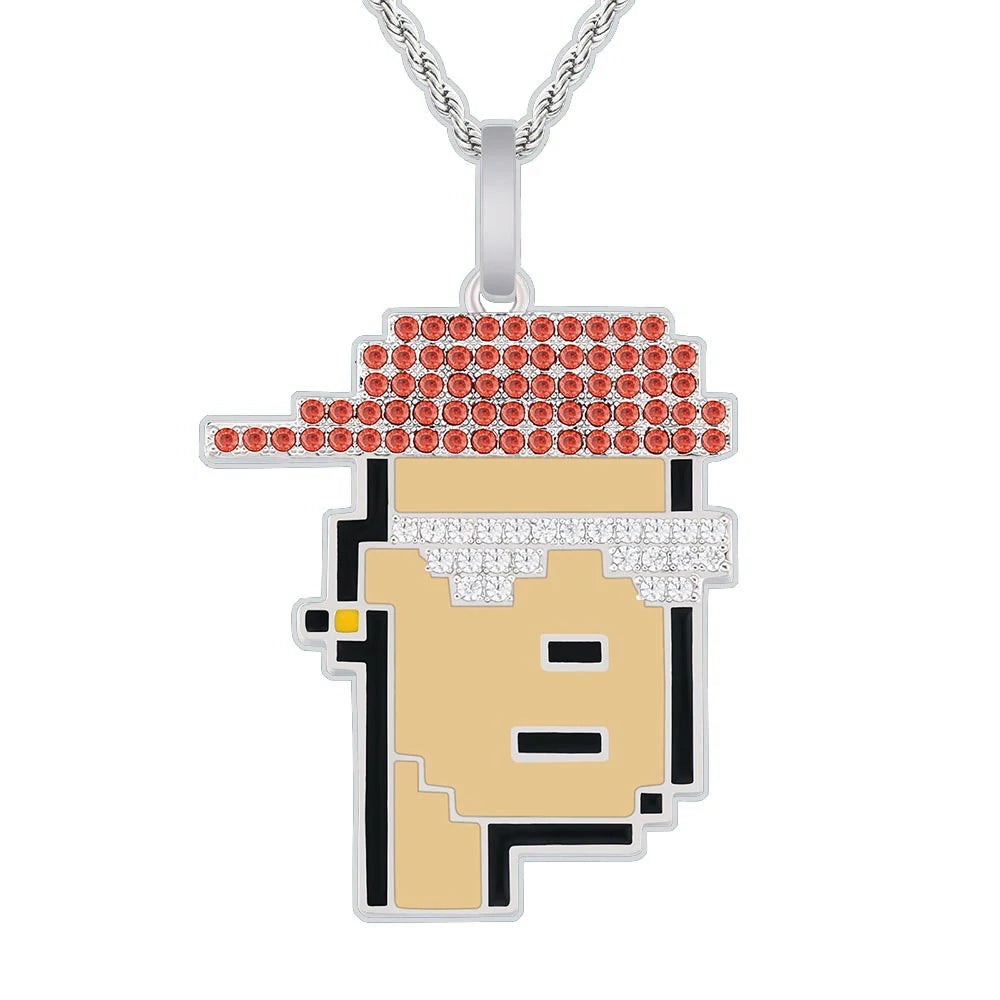 Bling Proud X Crypto Punk NFT Pendant Red Hat Man