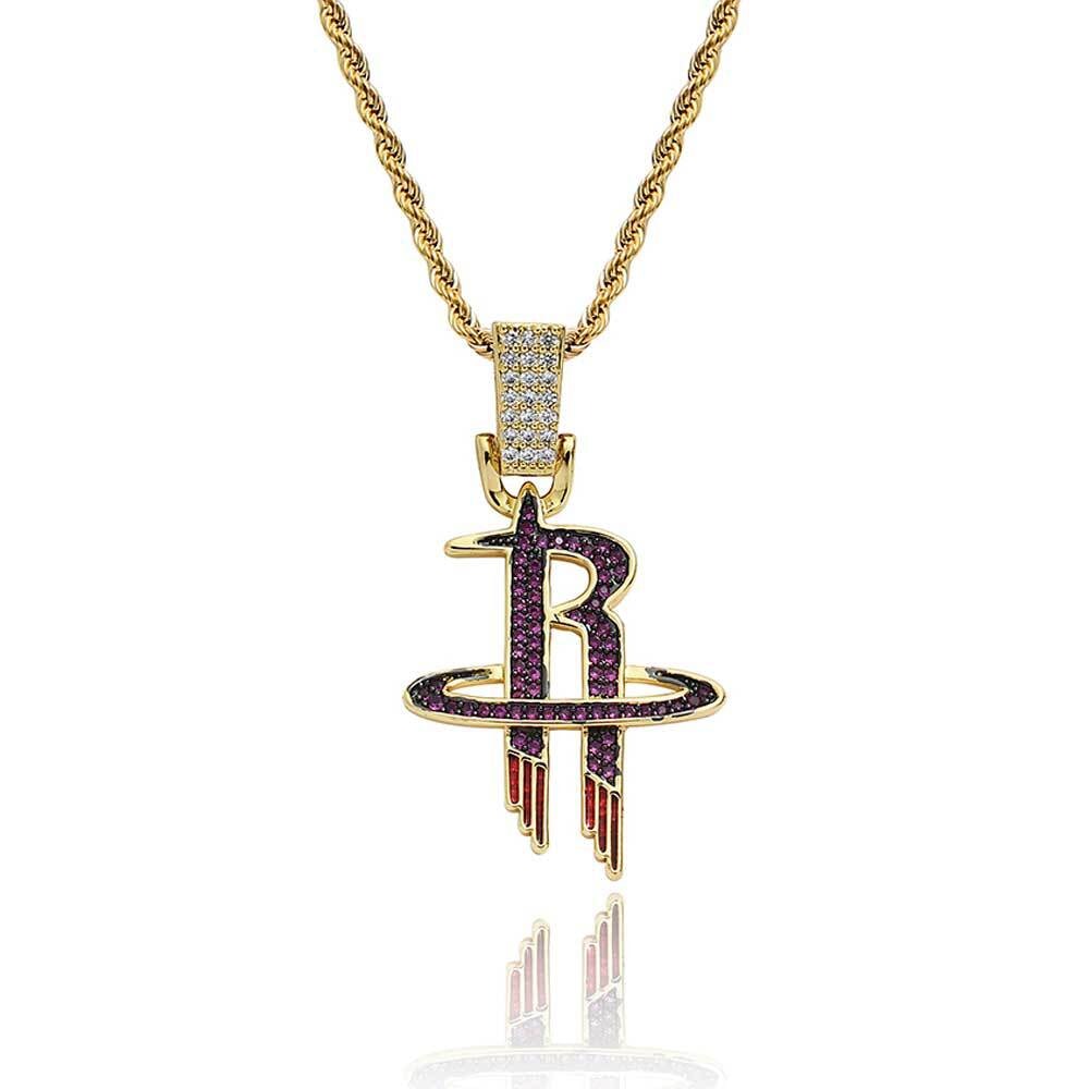 Bling Proud X NBA Houston Rockets Pendant Charms & Pendants 20" 14K Gold No need