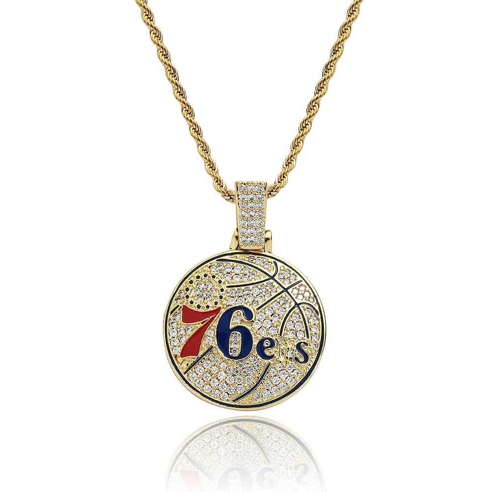 Bling Proud X NBA Philadelphia 76ers Pendant Charms & Pendants 20" 14K Gold No need