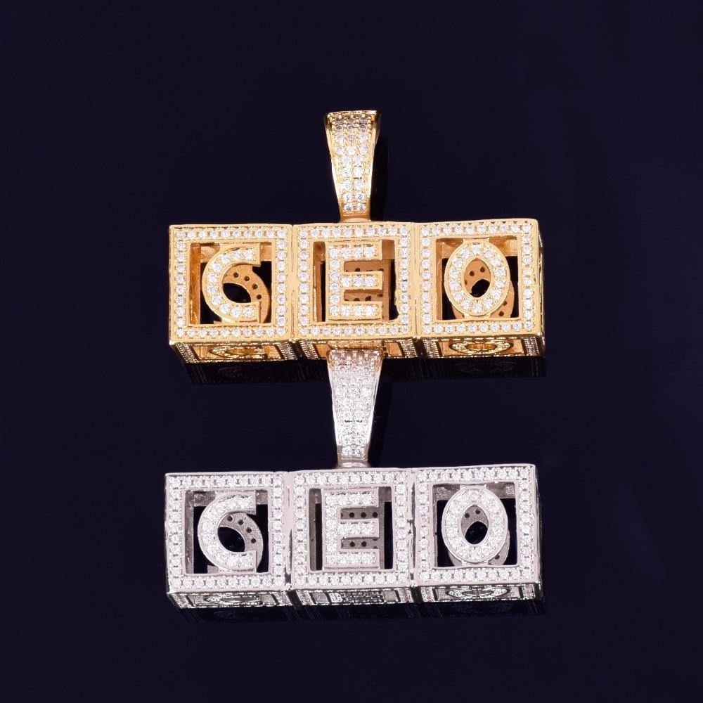 Custom Cubic Iced Baby Bock Letters Pendant Necklace