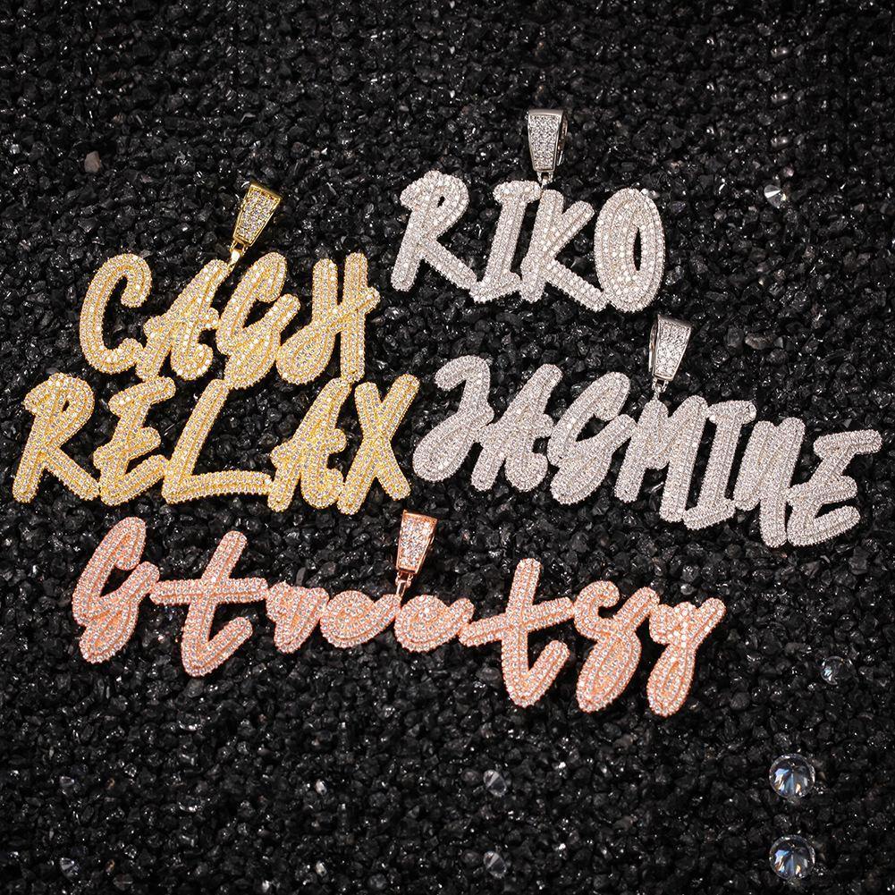 Custom Double Layers Iced Out Name Letters Pendant