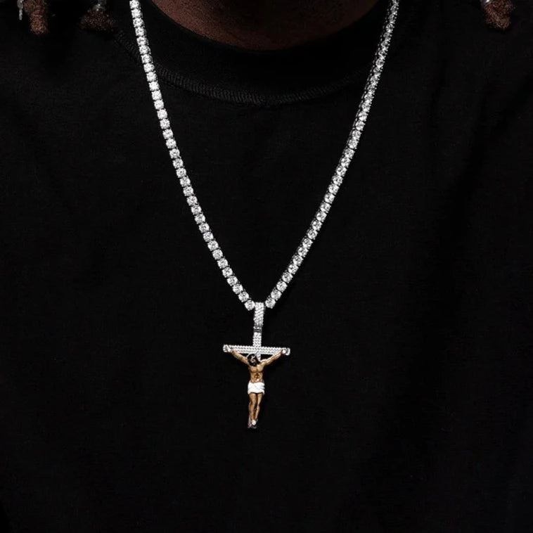 Custom Enamel Crucifix Pendant in 925 Sterling Silver