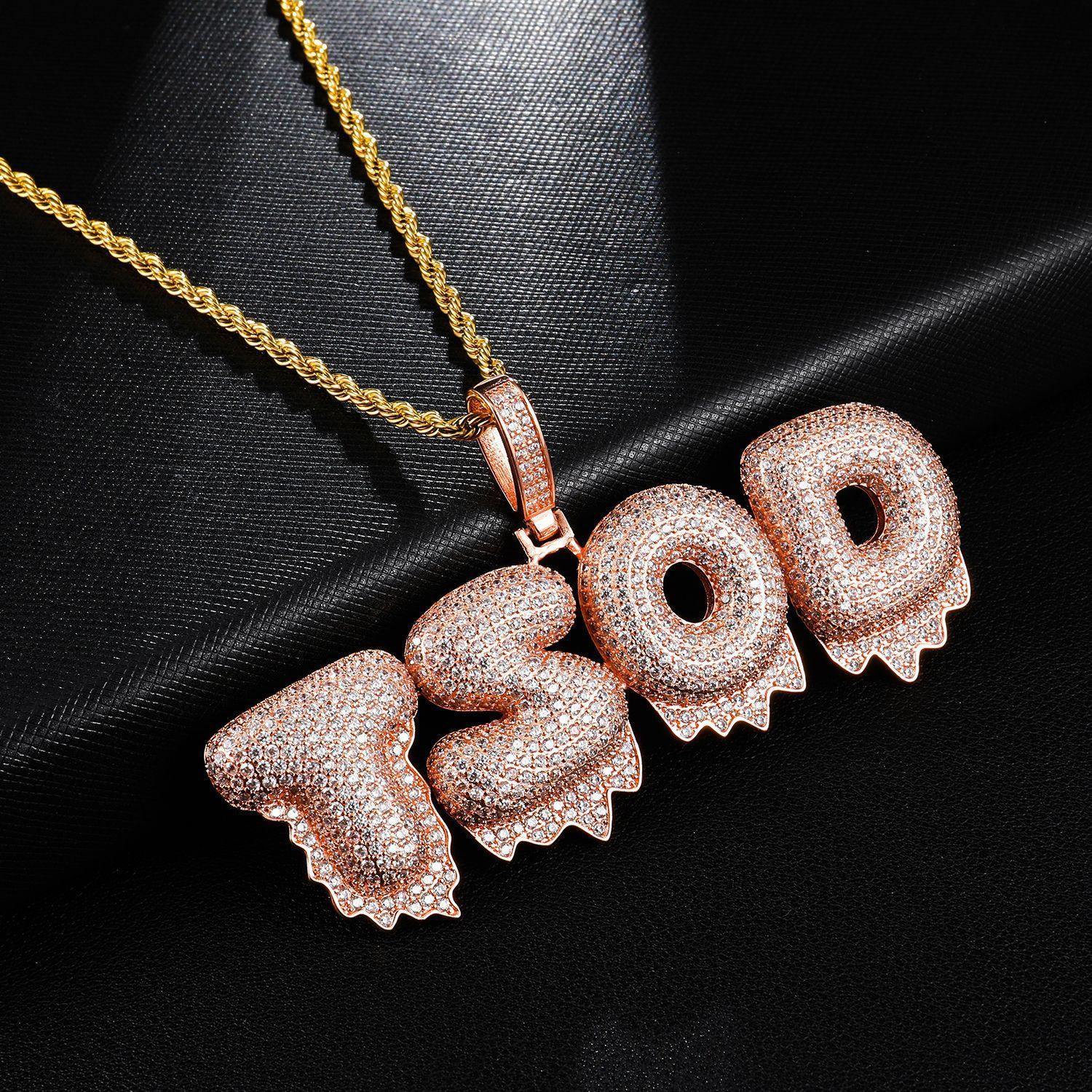 Custom Iced Out Drip Bubble Name Letter Pendant