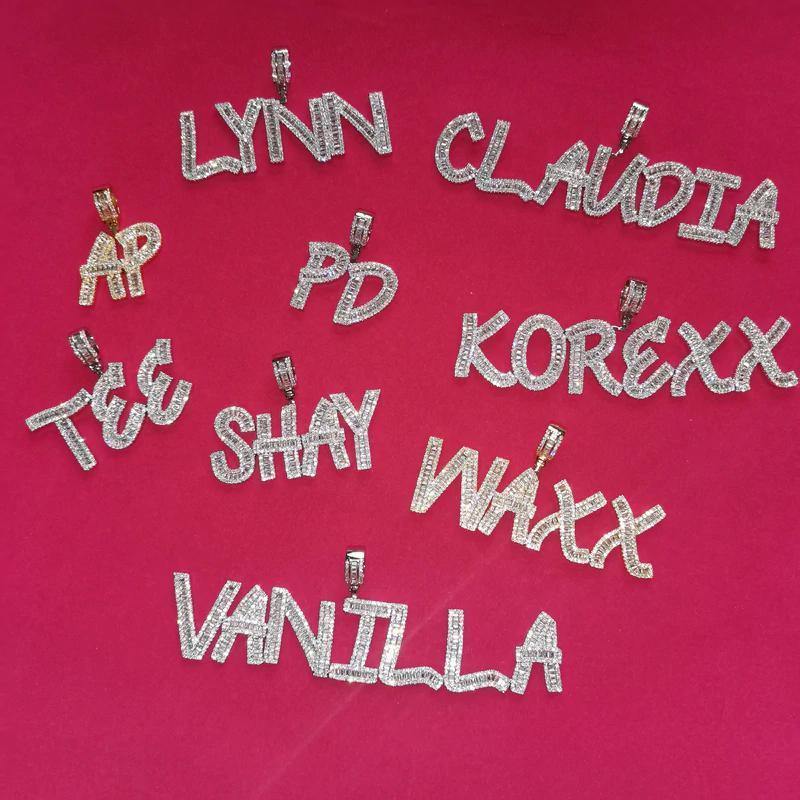 Custom Name Baguette Letters Pendant