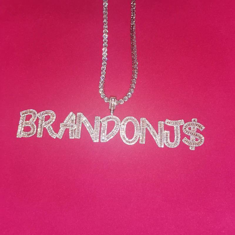 Custom Name Baguette Letters Pendant
