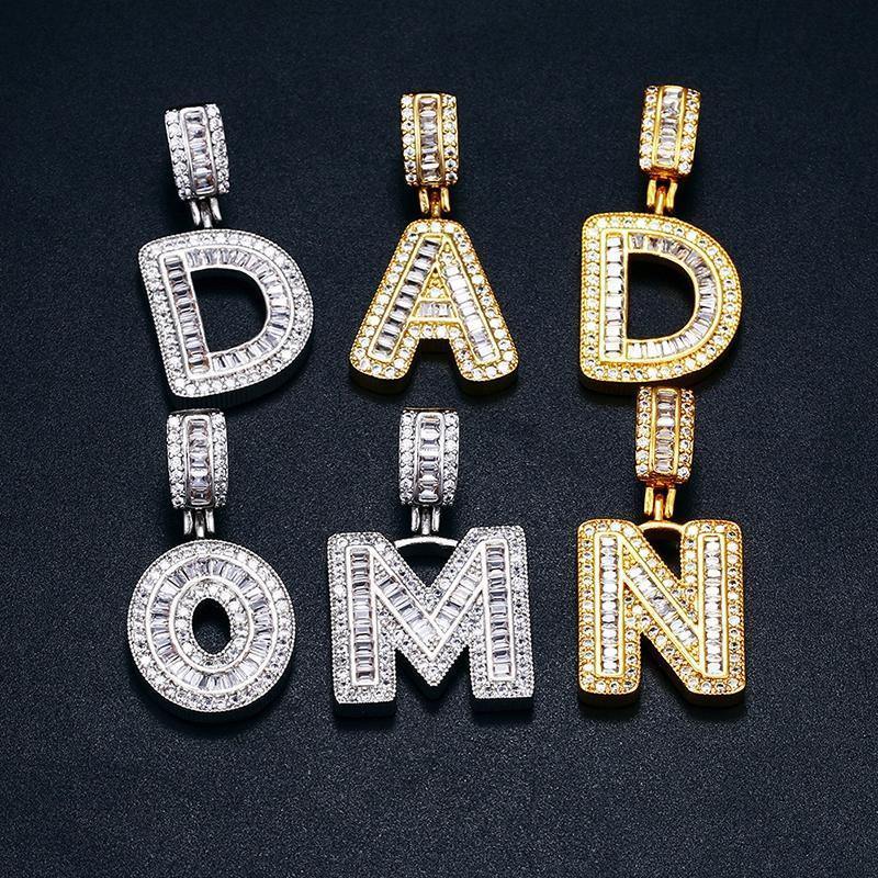 Custom Name Baguette Letters Pendant