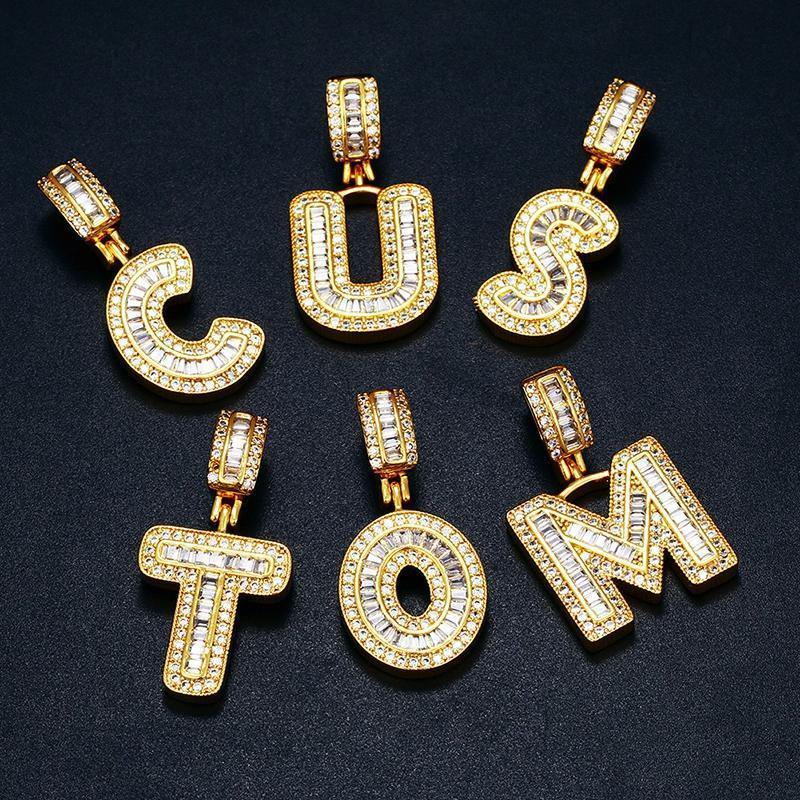 Custom Name Baguette Letters Pendant