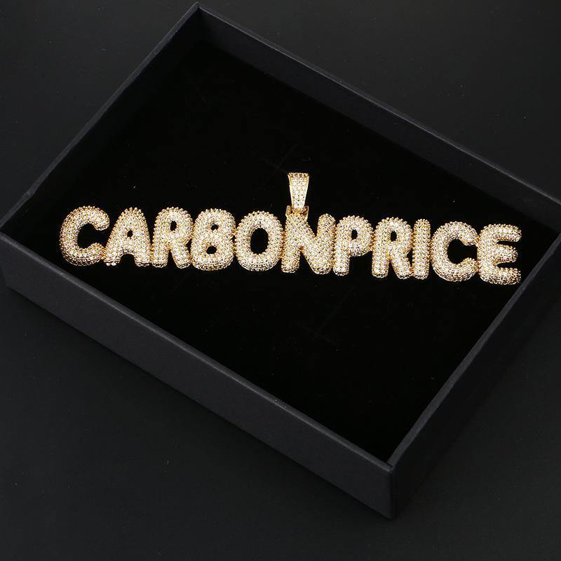 Custom Name Iced Bubble Letter Pendant 18k Gold CUSTOM