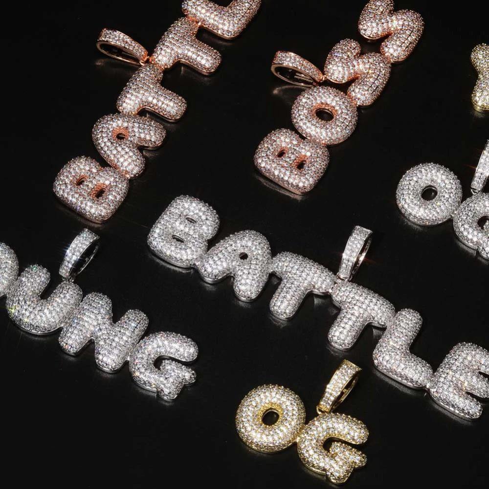 Custom Name Iced Bubble Letters Pendant with Three Colors