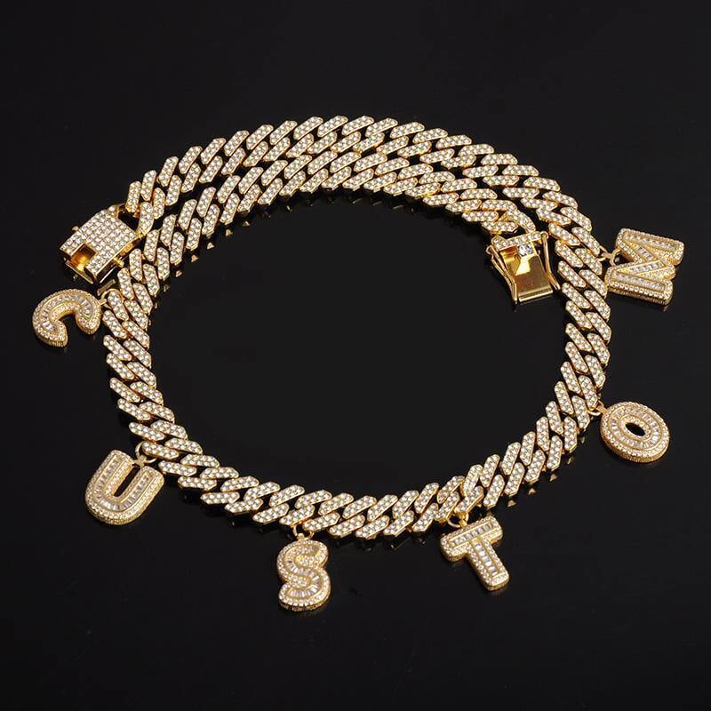 Custom Name Iced Out Prong Cuban Link Chain