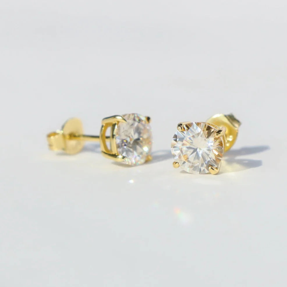 Excellent VVS1 Moissanite Diamond Earrings Studs in 14K Gold Earrings 