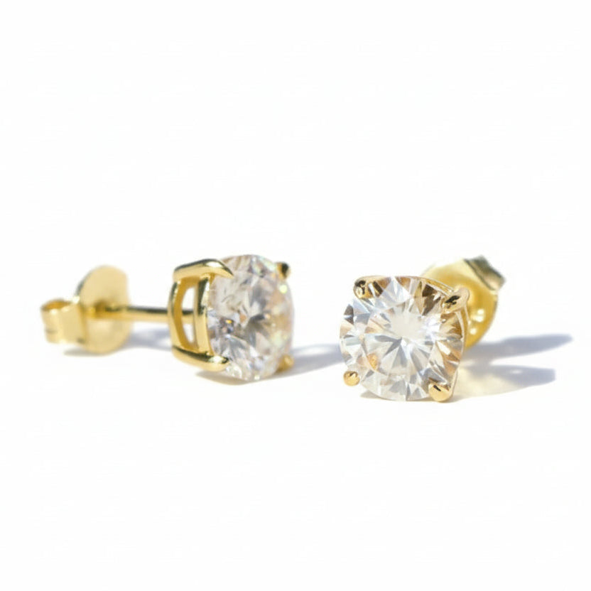 Excellent VVS1 Moissanite Diamond Earrings Studs in 14K Gold Earrings