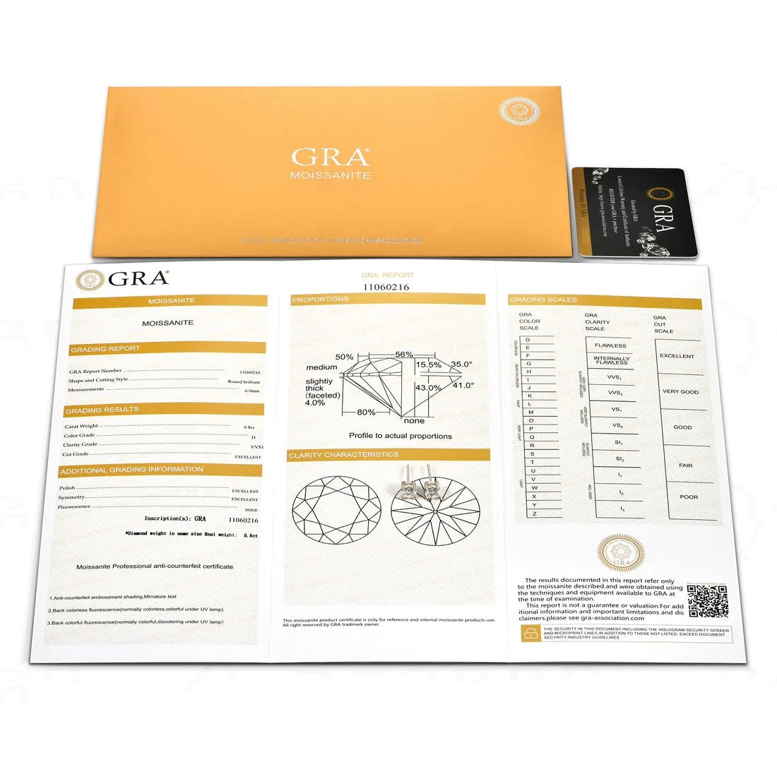 Excellent VVS1 Moissanite Diamond Earrings Studs in 14K Gold Earrings