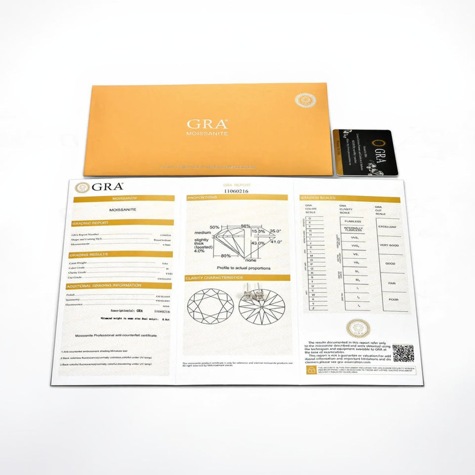 Excellent VVS1 Moissanite Diamond Earrings Studs in 14K Gold Earrings