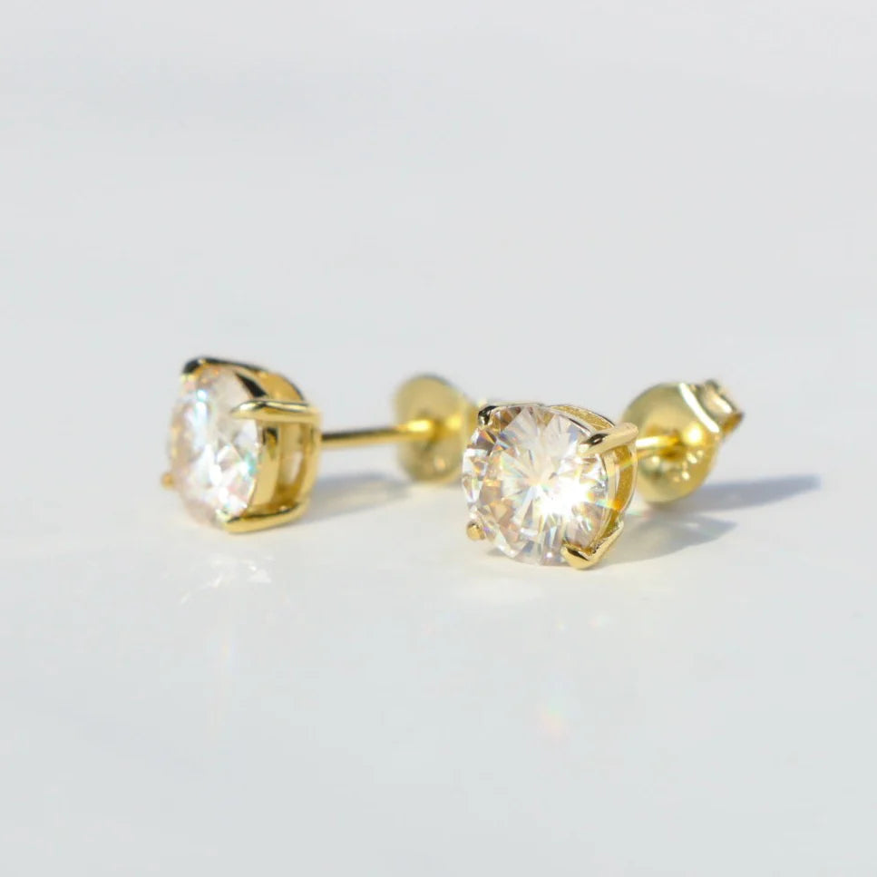 Excellent VVS1 Moissanite Diamond Earrings Studs in 14K Gold Earrings