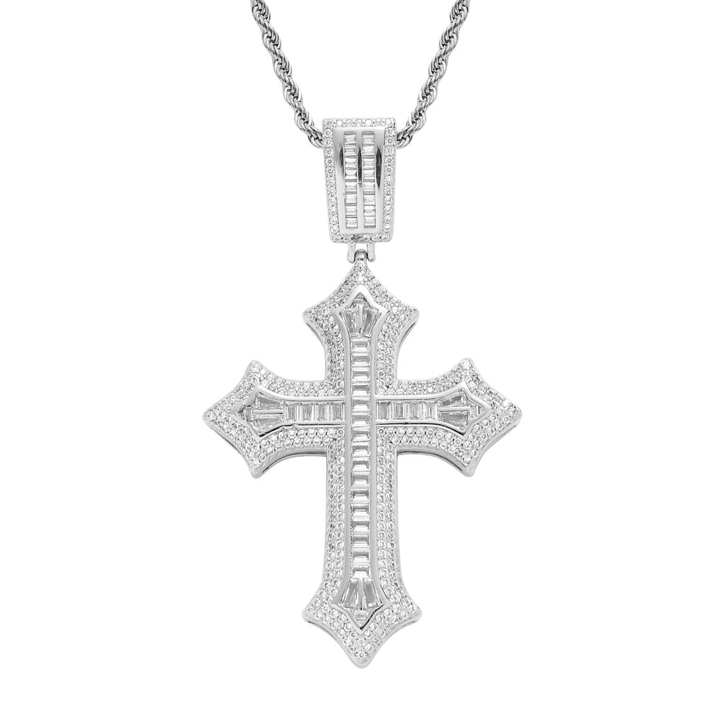 Forever Love Cross Pendant White Gold Plated