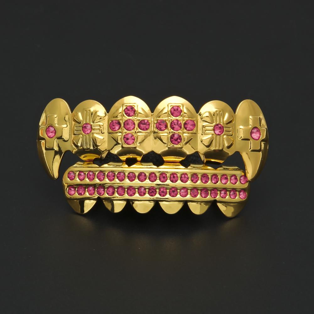 Gold CZ Rhinestone Hip-Hop Teeth Grillz
