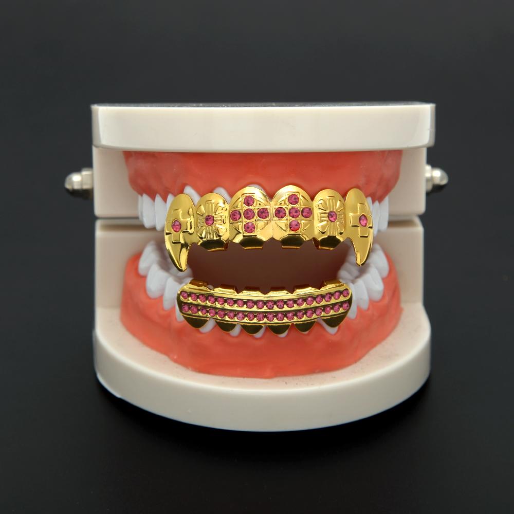 Gold CZ Rhinestone Hip-Hop Teeth Grillz