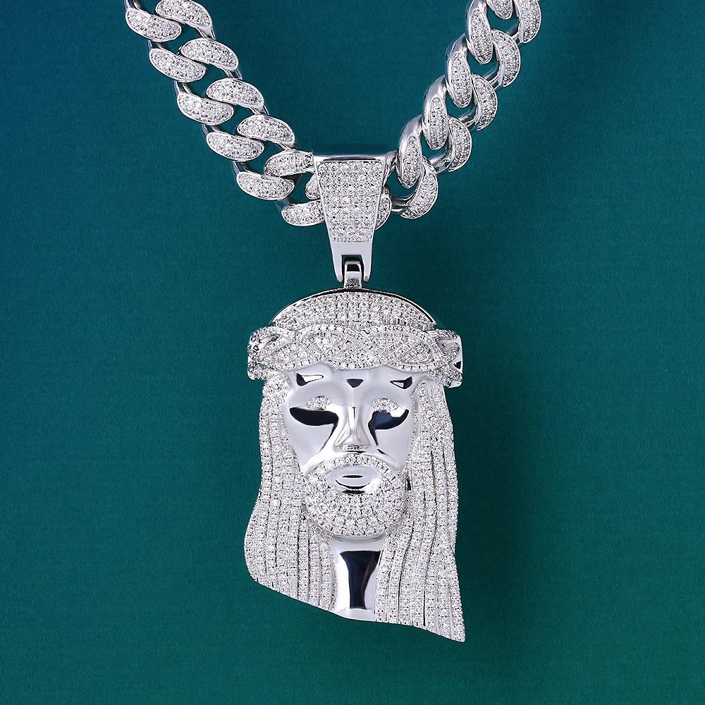 Iced Jesus Pendant White Gold Plated