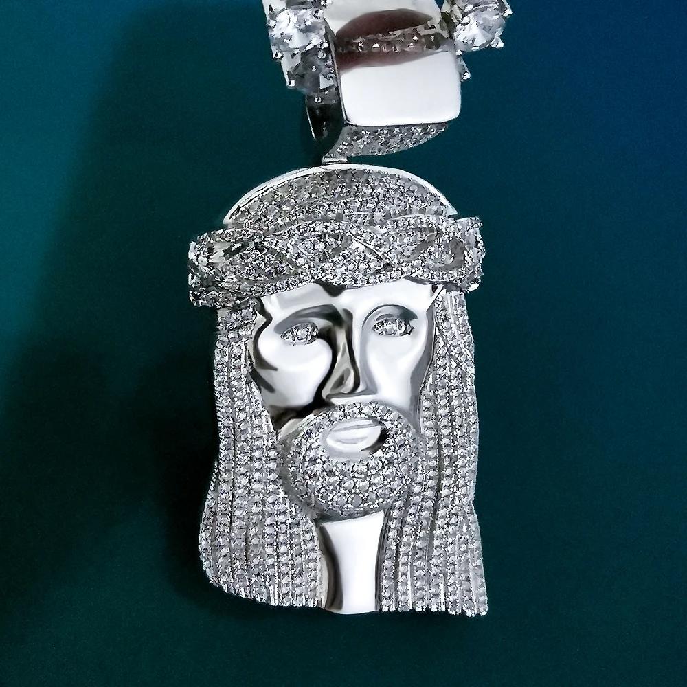 Iced Jesus Pendant White Gold Plated