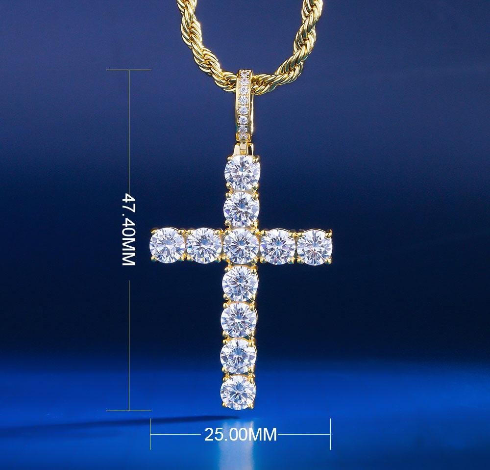 Iced Out Cross Pendant 14K Gold Plated