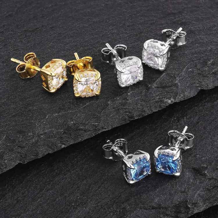 Iced Out Square Stud Diamond Earrings Earrings