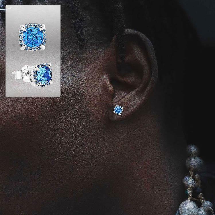 Iced Out Square Stud Diamond Earrings Earrings