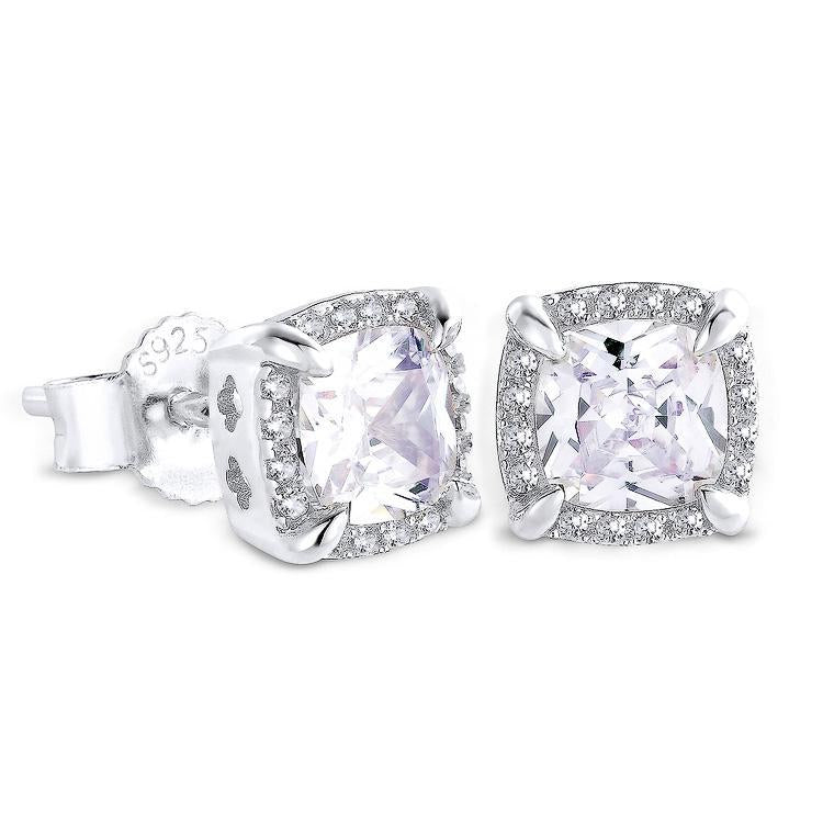 Iced Out Square Stud Diamond Earrings Earrings White Gold S925