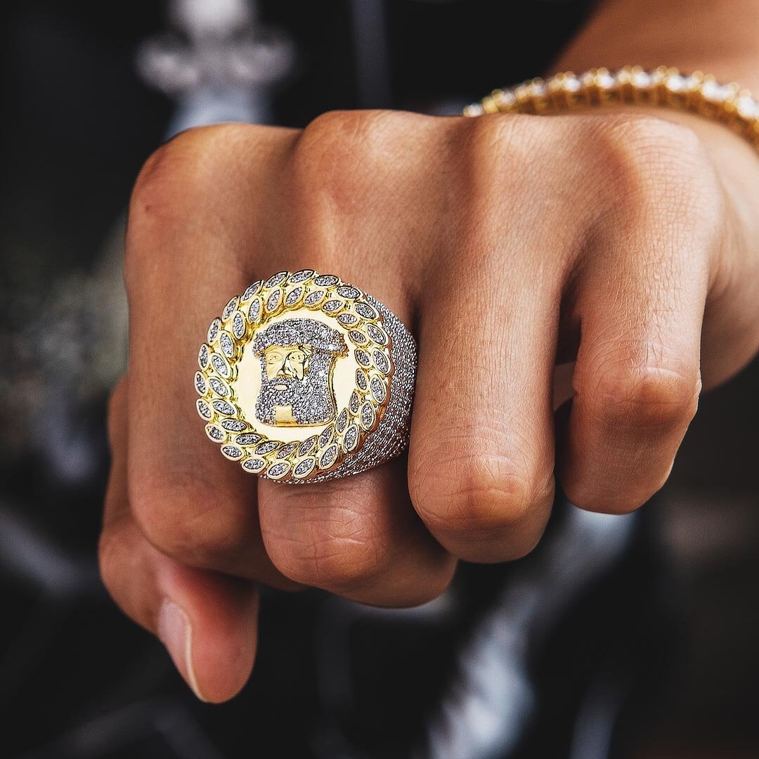 Jesus Head CZ Diamond Rings 14K Gold Plated