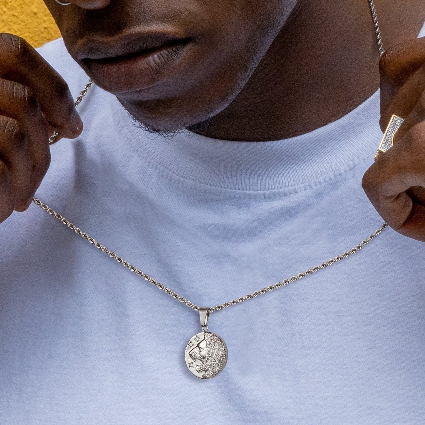 Lion Head Coin Pendant Necklace