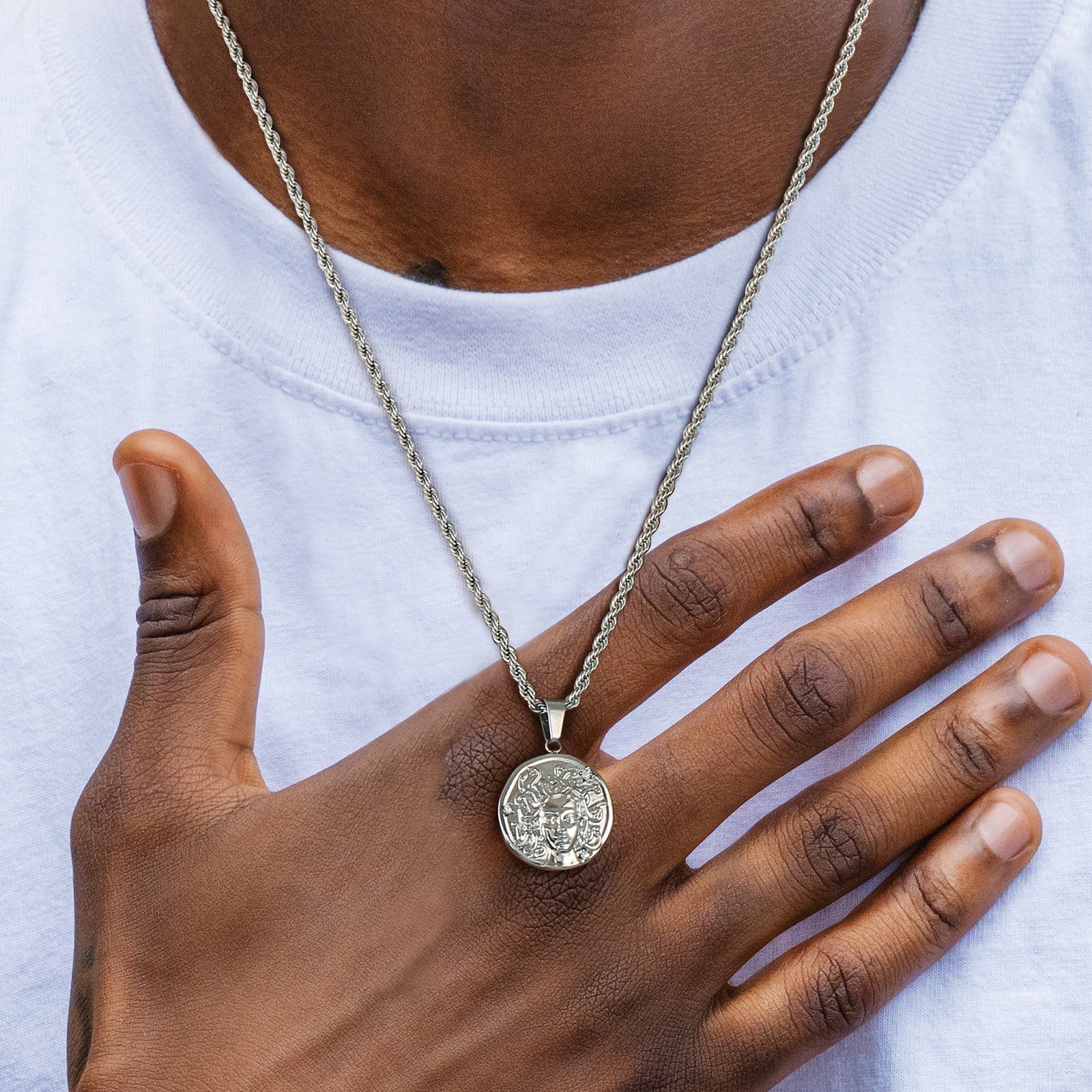 Medusa Head Coin Pendant Necklace