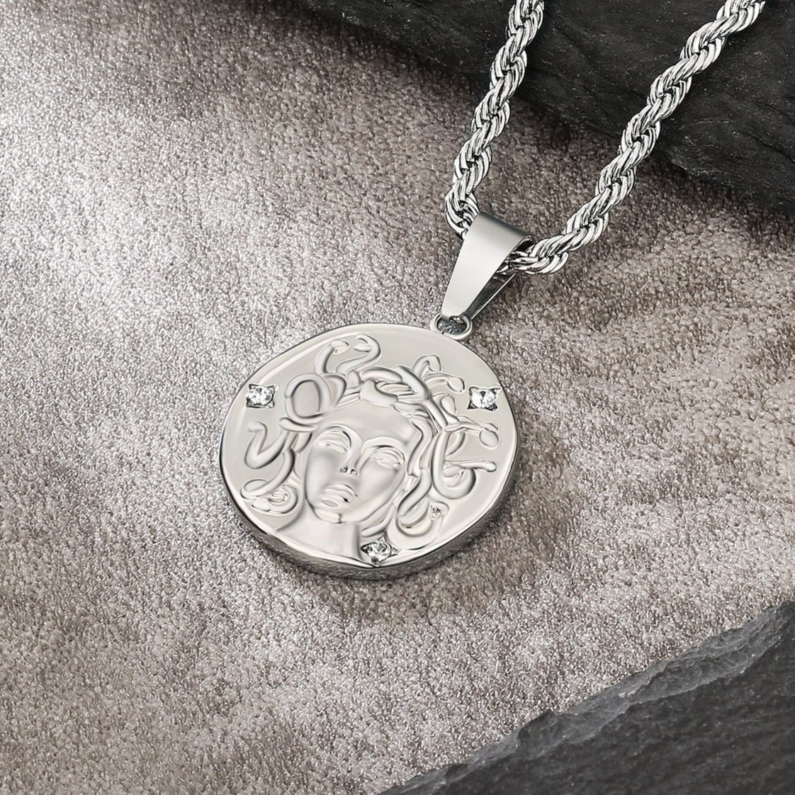 Medusa Head Coin Pendant Necklace