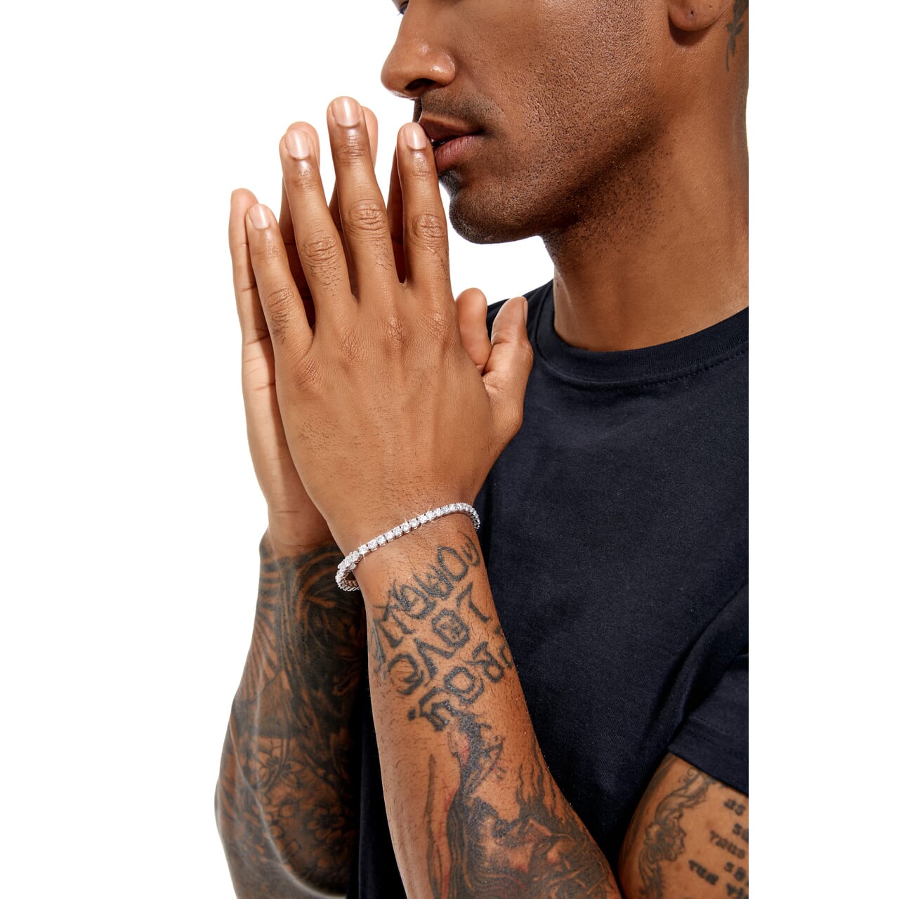 Moissanite Diamond Silver Tennis Chain Bracelet in White Gold - 4mm Bracelets