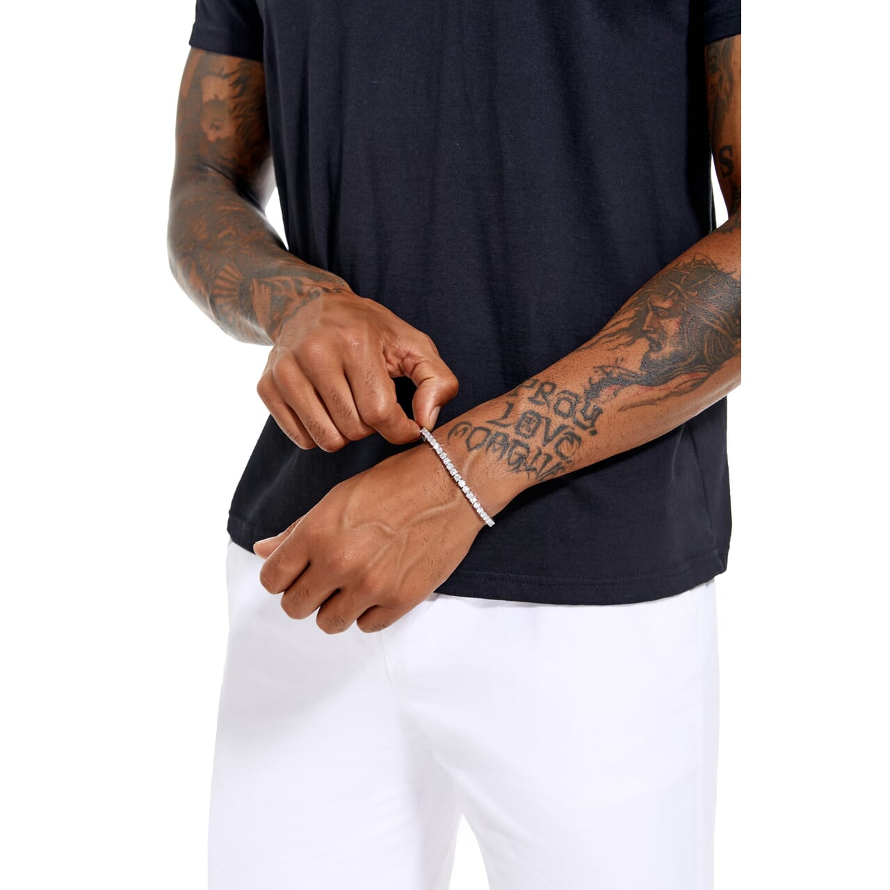 Moissanite Diamond Silver Tennis Chain Bracelet in White Gold - 4mm Bracelets